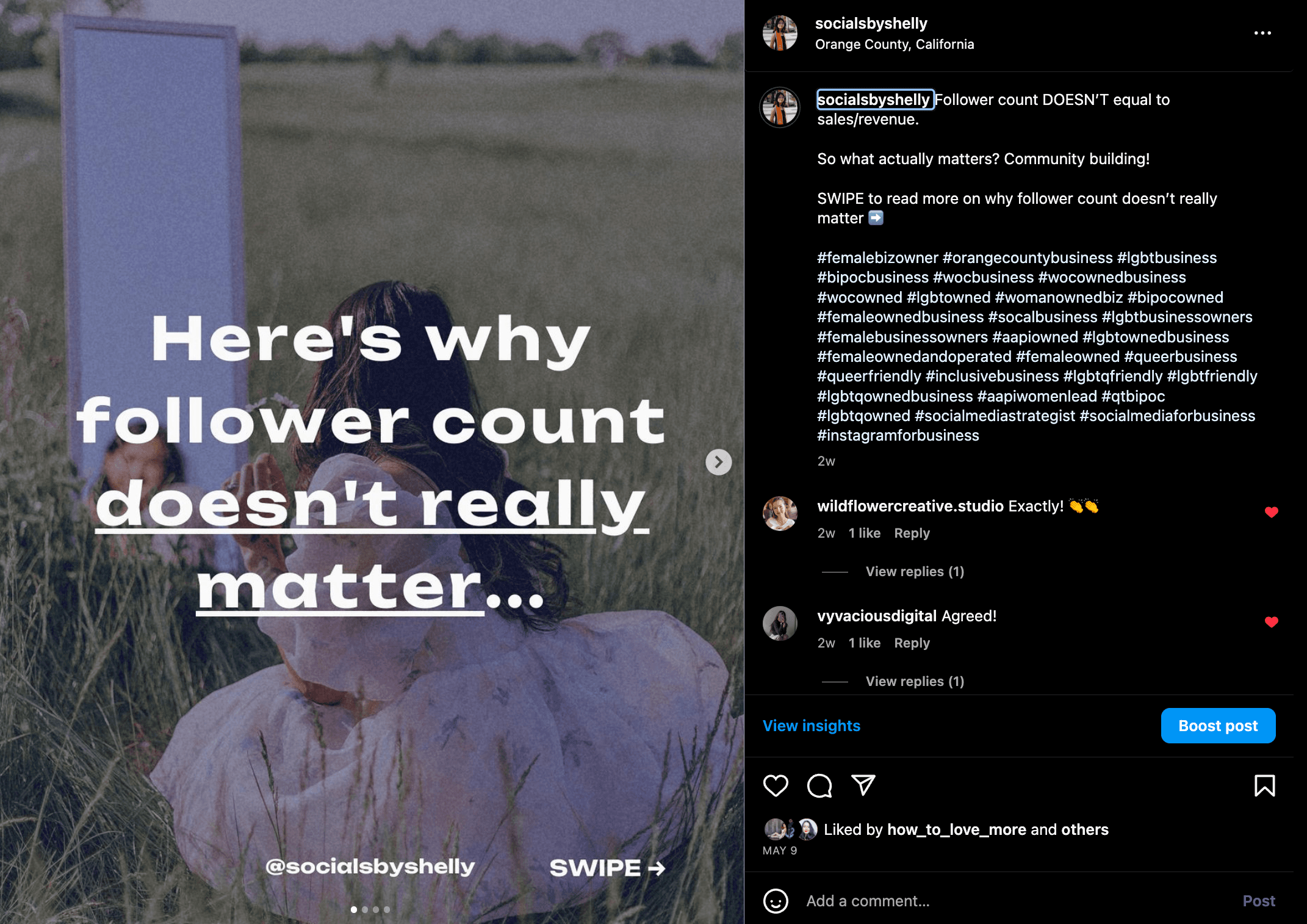 Socials by Shelly Instagram post: HERE'S WHY FOLLOWER COUNT DOESN'T REALLY MATTER...